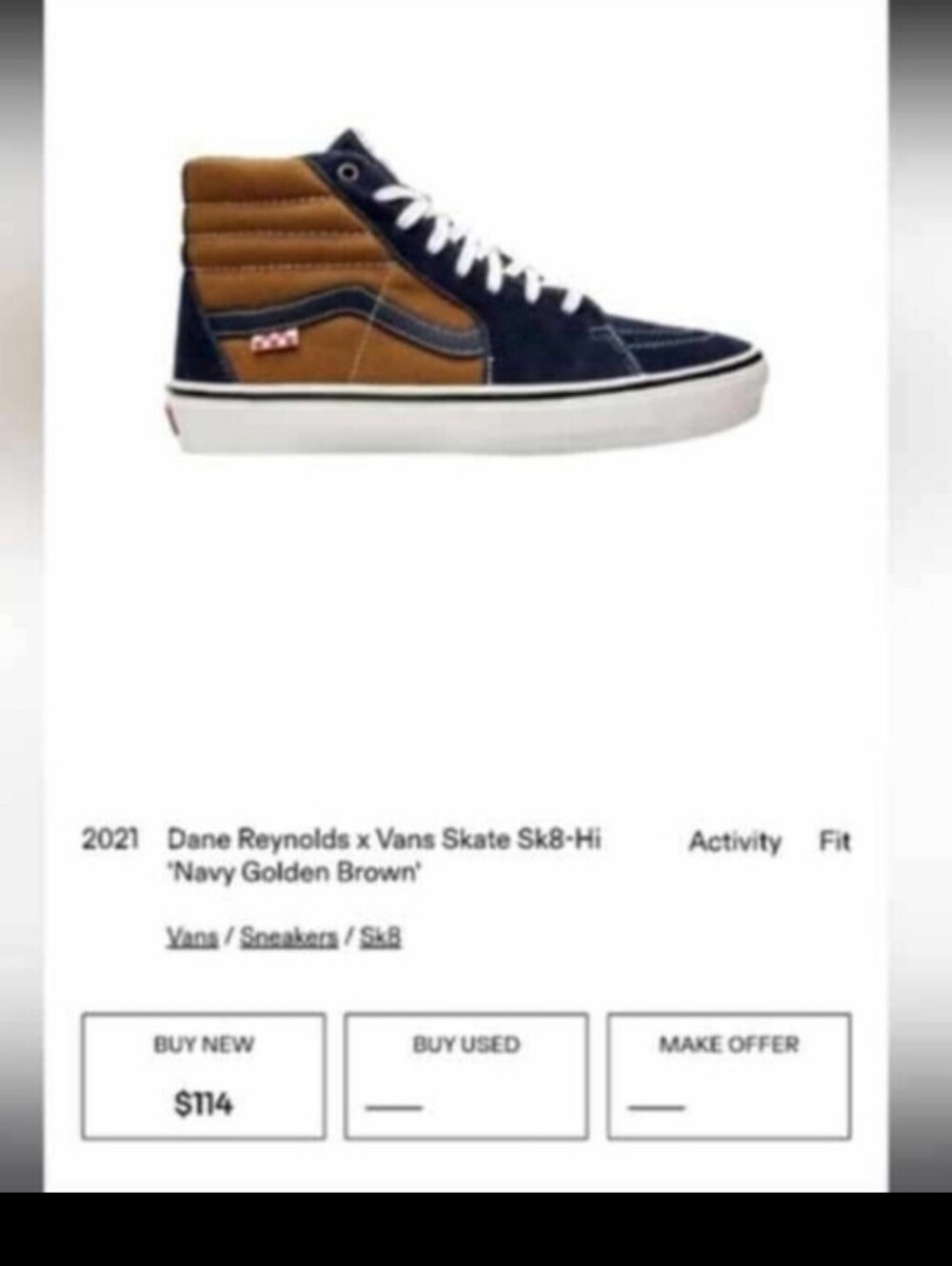 Vans Andrew Reynolds Blue Brown Athletic Tennis Hi Skate Sneaker Men 7.5 Wall - Picture 2 of 10
